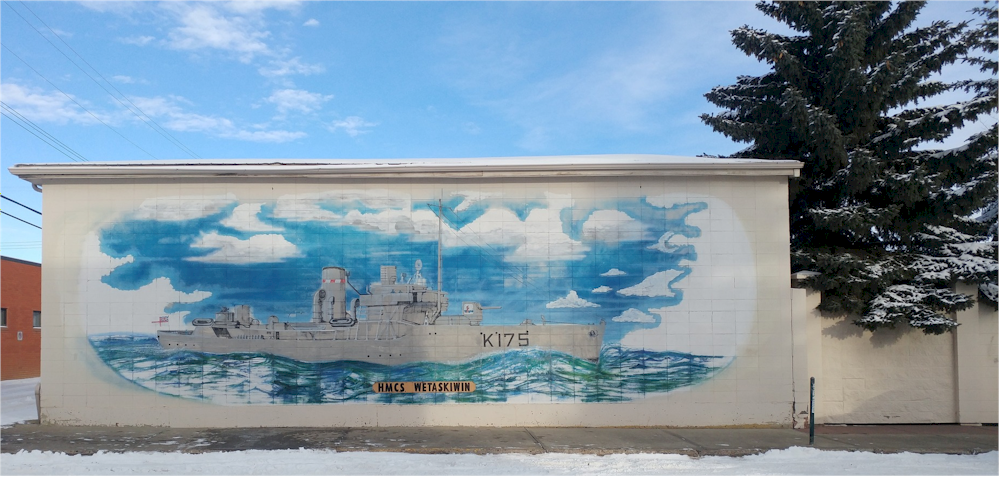 Outside Mural of HMCS Wetaskiwin at Legion 86