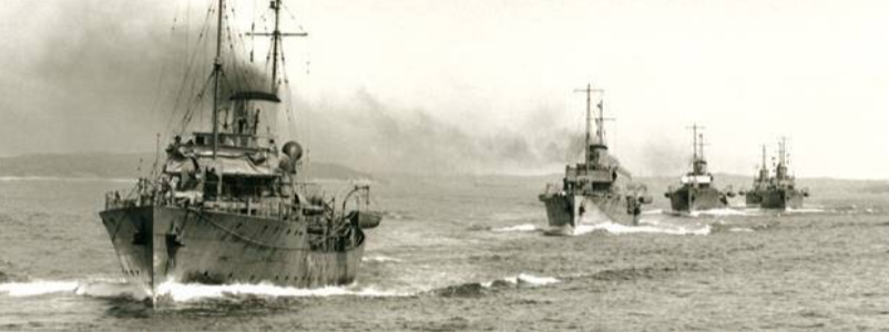 Corvettes leaving Halifax for escort duty